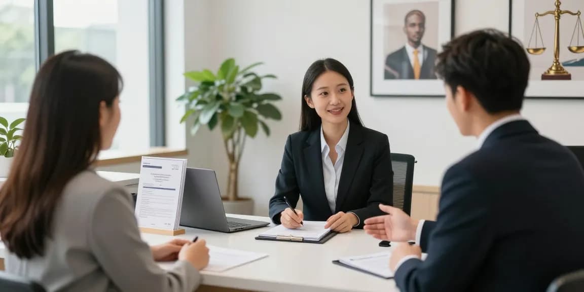 Professional lawyer consulting with a client; click now for legal assistance.