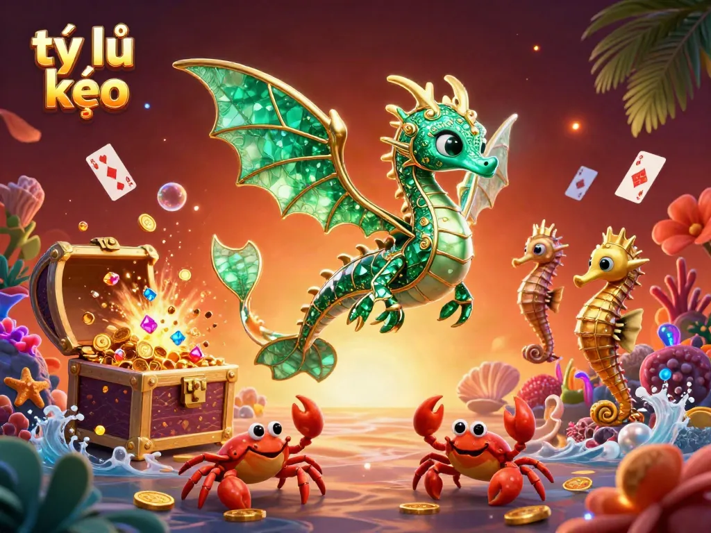 Experience thrilling tỷ lệ kèo with the majestic emerald sea dragon commanding a treasure-laden underwater realm.