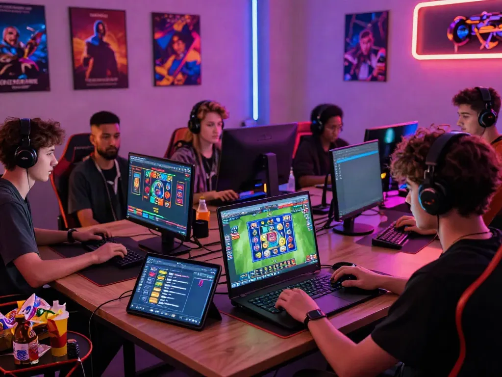 Engaged players in a vibrant Nohuwin gaming session showcasing excitement and diverse game options.