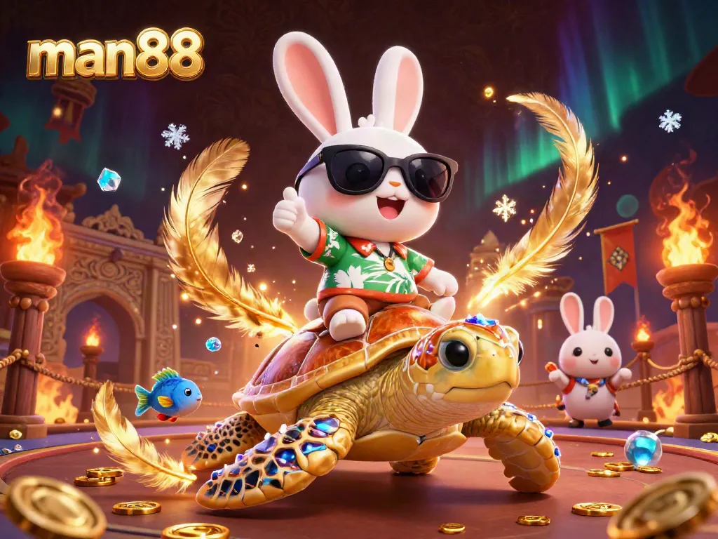 Experience thrilling gaming at man88 with lively characters, gems, and casino elements.