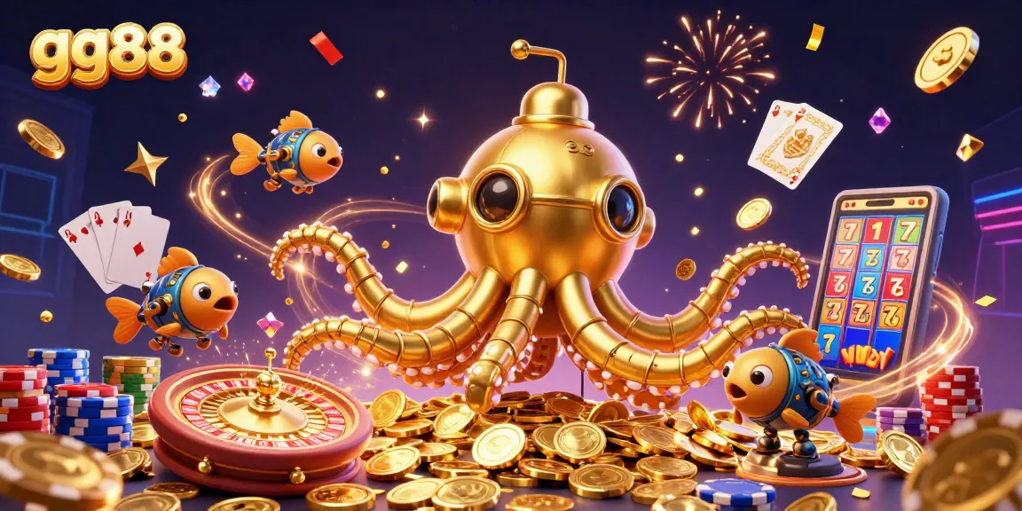 Experience the excitement of gg88 with a golden kraken submarine and vibrant casino elements!