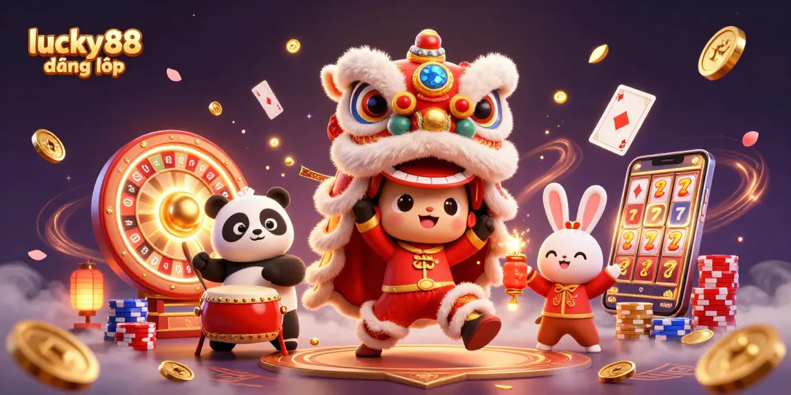Join the fun at lucky88 đăng nhập with lively casino elements and festive characters.