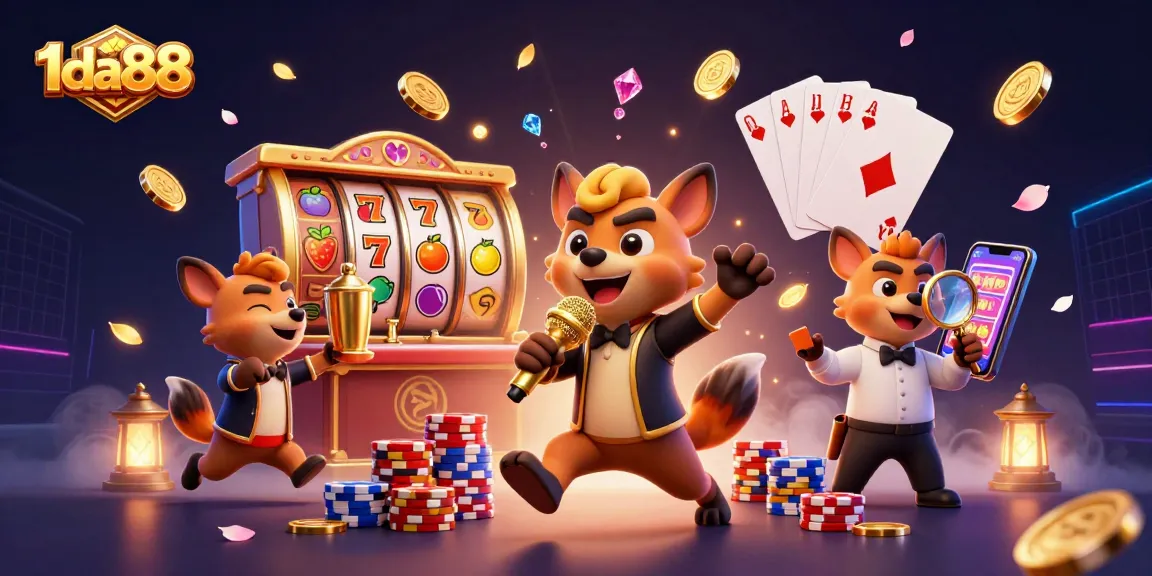 Engage with 1da88 at a lively casino with hyenas enjoying games and comedy.