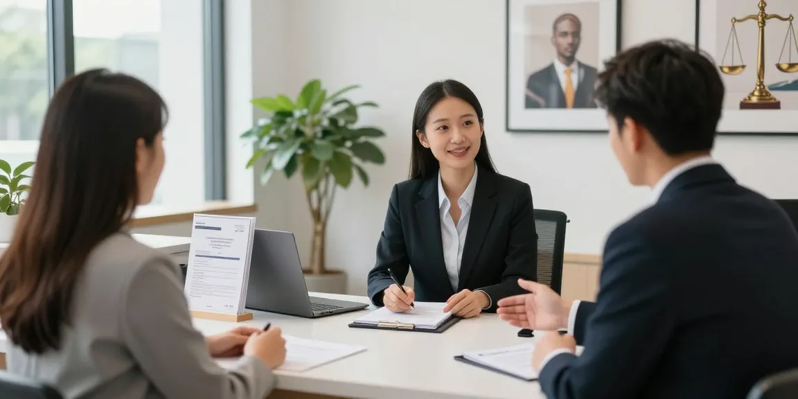 Professional lawyer consulting with a client; click now for legal assistance.