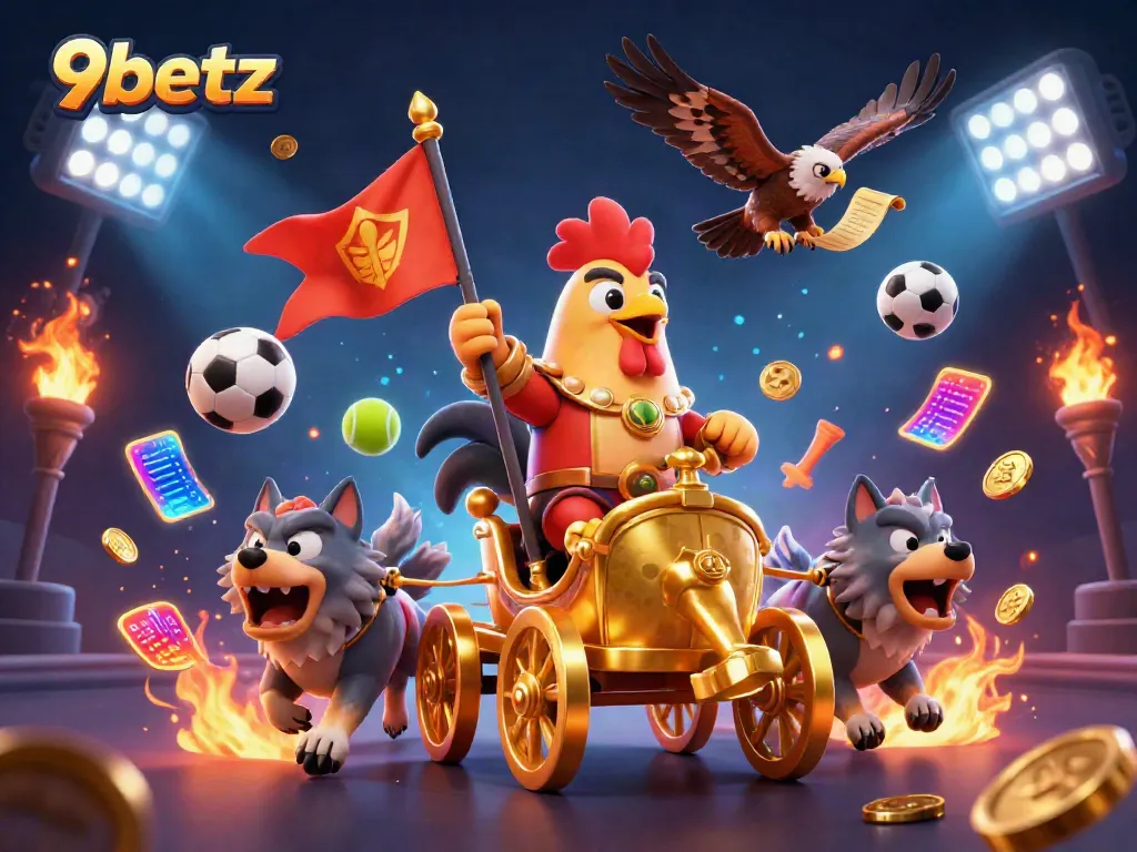Experience exhilarating wins with 9betz as the rooster warlord leads a dynamic betting adventure!