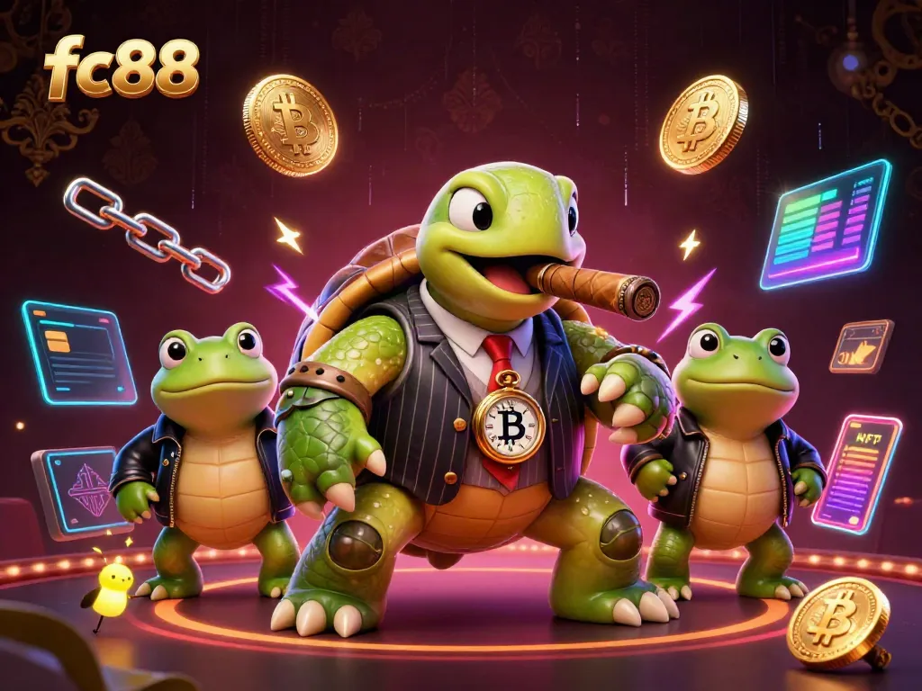 Win big at fc88 with a massive turtle in a mobster suit and bullfrogs surrounded by neon coins.