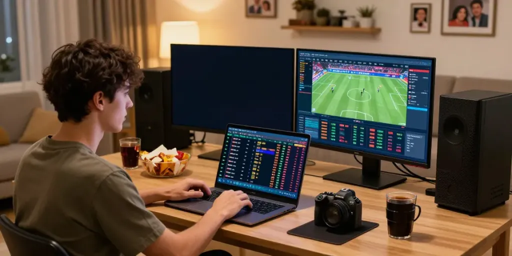 Person engaging with TA88 online betting platform from home, showing dynamic gaming atmosphere.