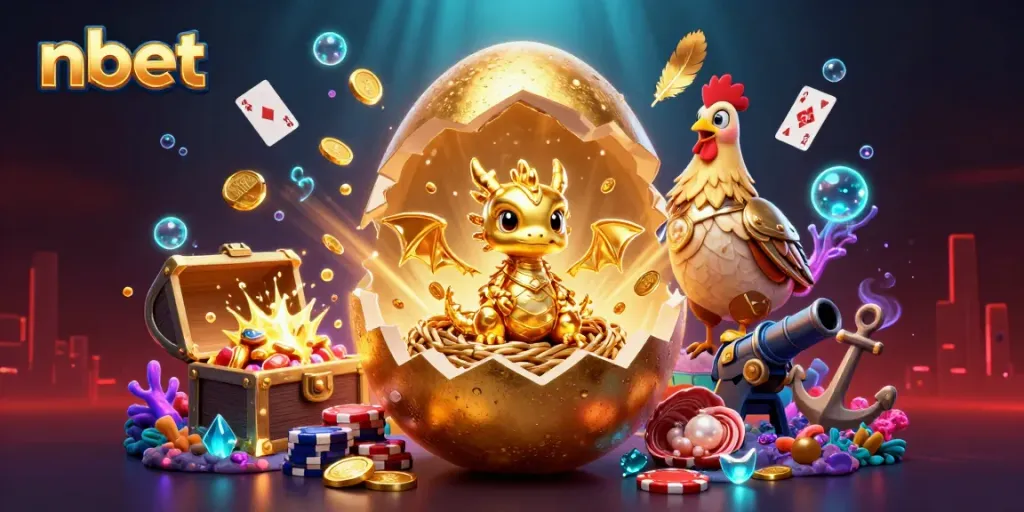 Experience the thrill of nbet with a golden dragon and poker chips in a dynamic casino underworld.